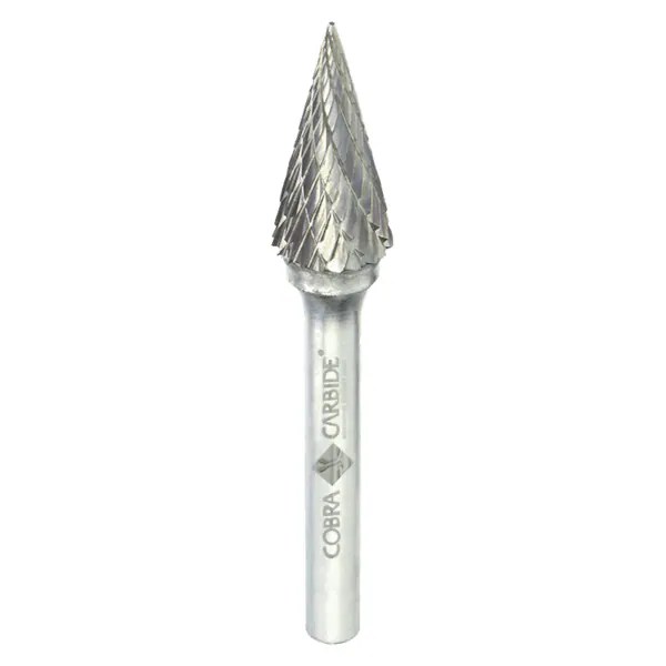 Cobra Carbide Carbide Burr, Double Cut Shape M Included Angle 14°, SM
